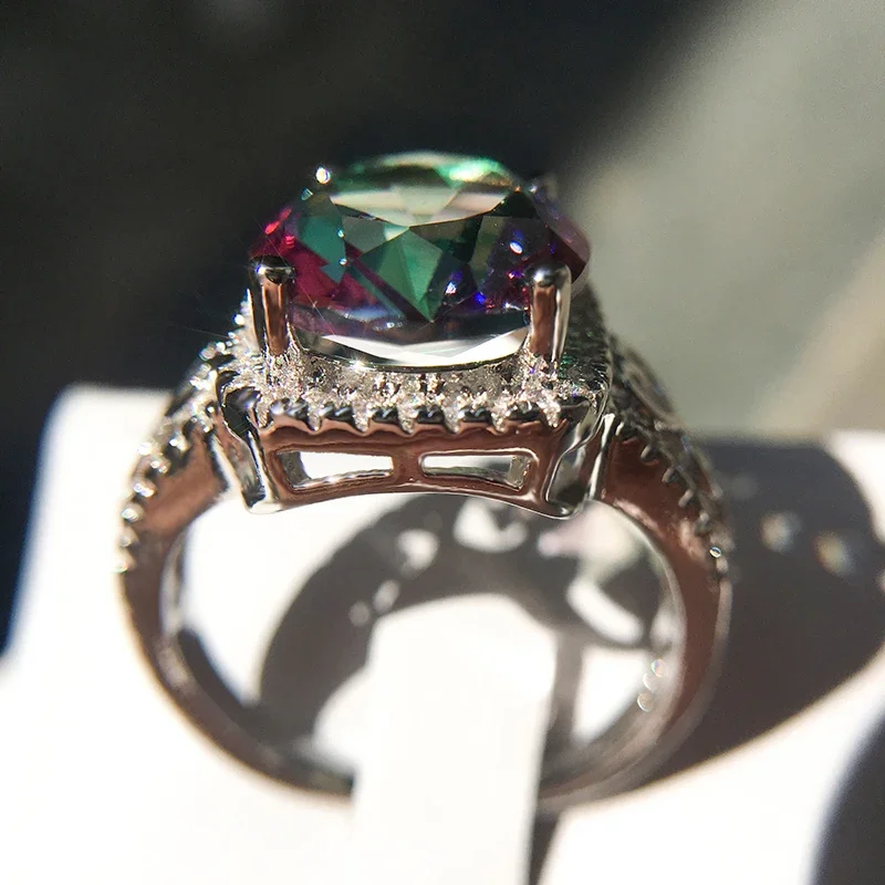 LXOEN разноцветные циркониевые овальные обручальные кольца для женщин Модные