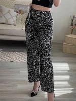 womens south korean style womens fashion trendy sparkling gold pants relaxation of tall waist wide legged pants