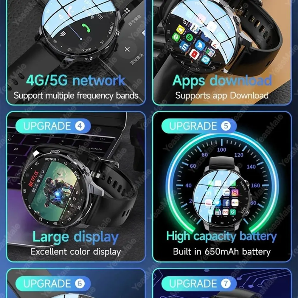 Мужские водонепроницаемые смарт-часы на Android с сенсорным экраном