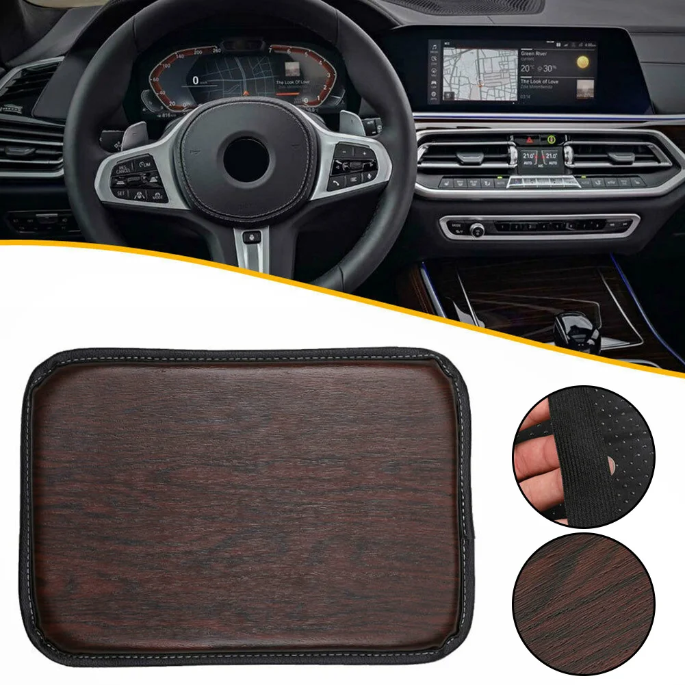 

Wood Grain Pattern Car Armrest Pad Cover Center Console Cushion Mat Accessories Car Armrest Cover