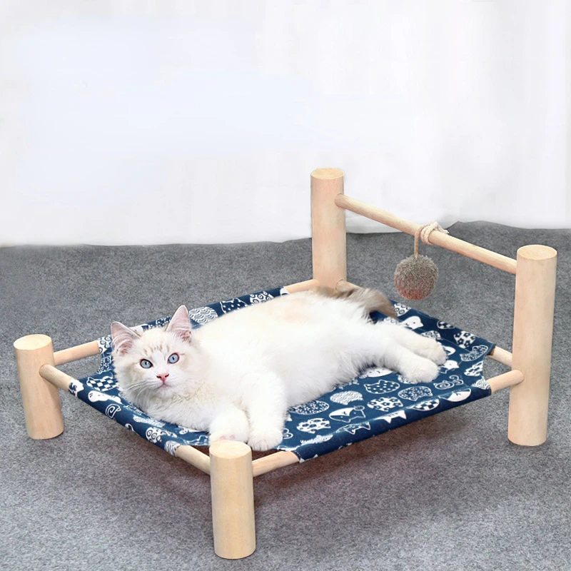 

Pet Hammock Durable Cat Bed Four Seasons Universal Removable Washable Solid Wood Kennel Litter Dog Rabbit Pet House Supplies