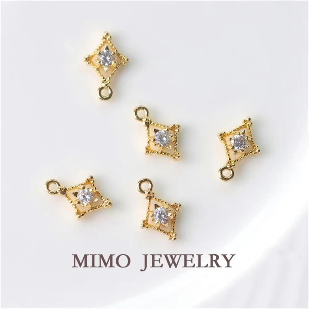

Color Preserving Gold Plated Diamond Hollow Micro Set Zircon Mini Pendant DIY Jewelry Accessories