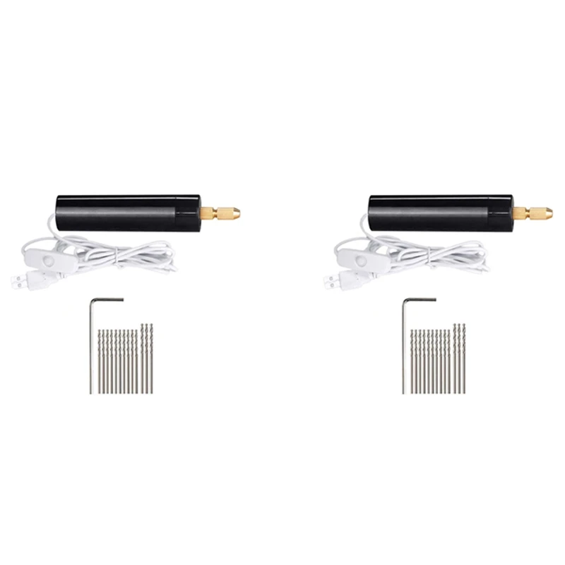 

2Set 0.7-1.2Mm Micro-Electric Hand Drill Set For Resin,Electric Mini Drill For Jewelry Making Electrical Pin Vise Kit