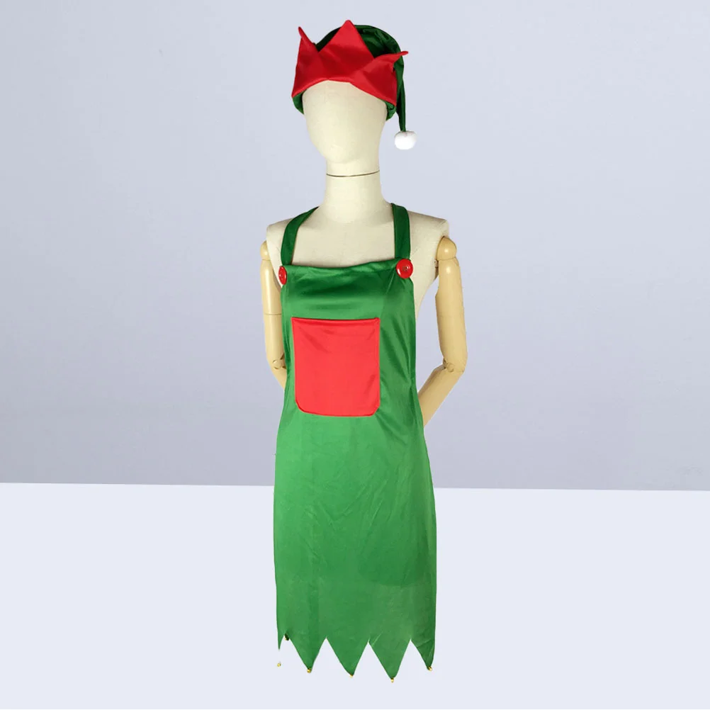 

Apron Christmas Elf Chefcostume Holiday Cooking Aprons Cosplay Kitchen Decorations Party Womens Server Hatdress Merry Shapedhats