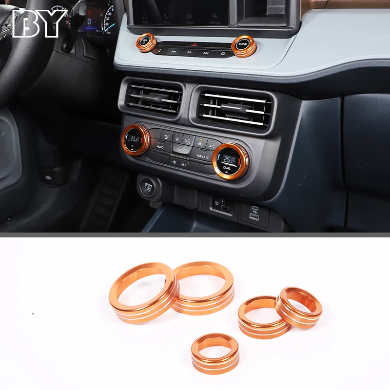 

For Ford Maverick 2022 Aluminum Alloy Orange Color Car Air Conditioner Volume Knob Cover Trim Auto Styling Interior Accessories