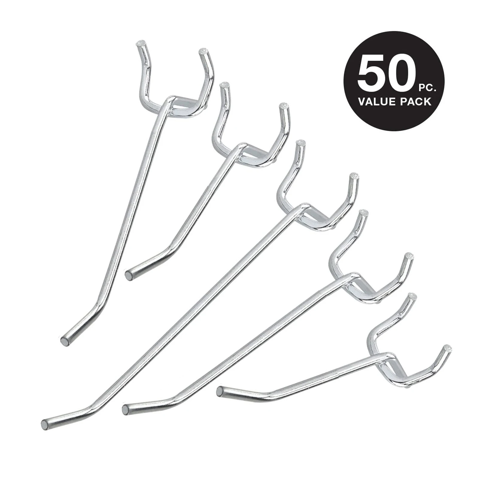 

Pegboard Hooks Universal Fit 50-Piece Value Pack