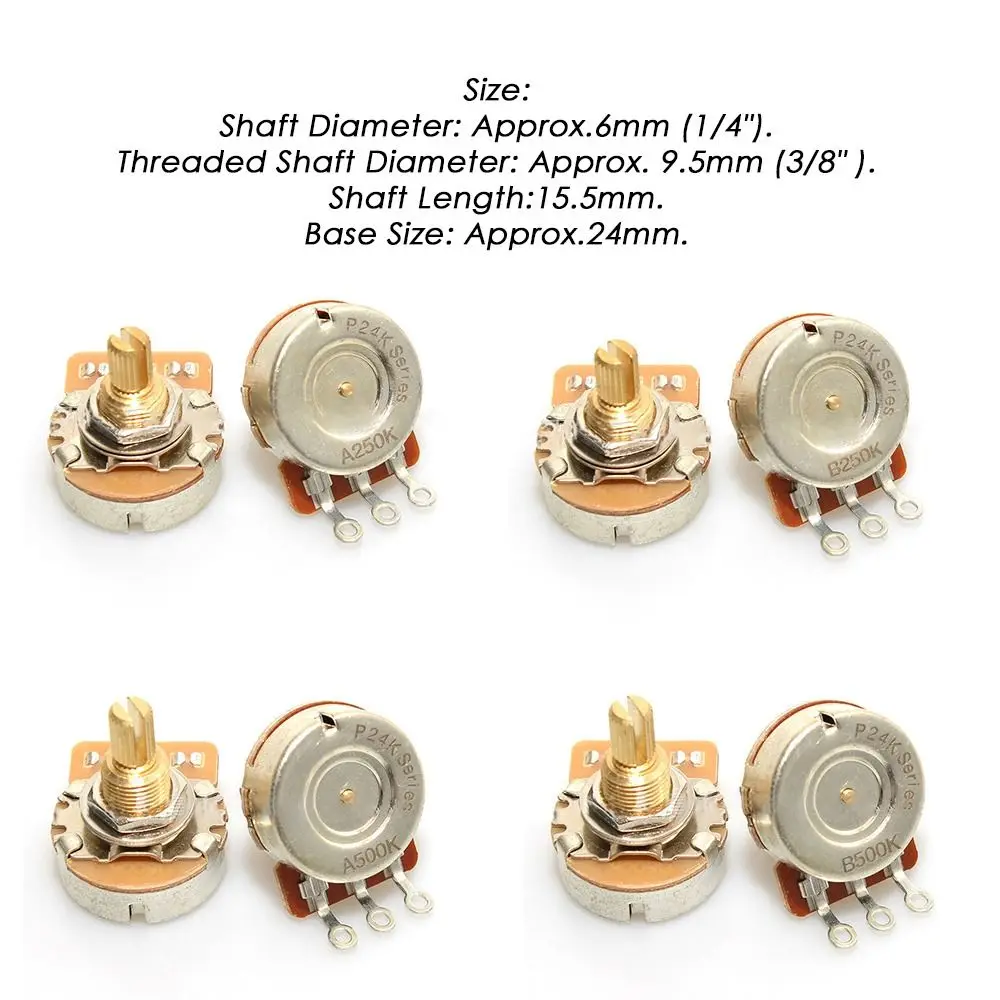 1 шт 3/8 &quotрезьбовой короткий вал 24 зубца гитарные потенциометры латунные валы