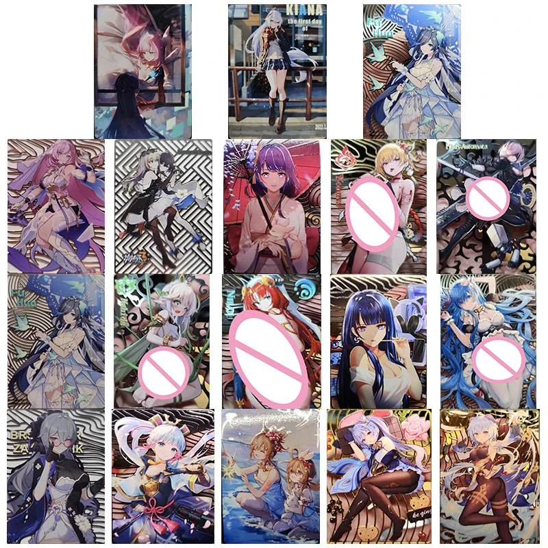 

Anime Goddess Story Metal Glitter Card Keqing Kamisato Ayaka Ganyu Lumine Collection Toy Solitaire Christmas Birthday Present