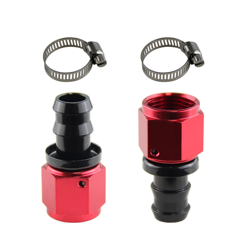 

2pcs 10 AN 7/8"-14 Straight Aluminum Push on Hose Fitting with Clamps for Water/Fuel/Air Hose Cooler Red/Black