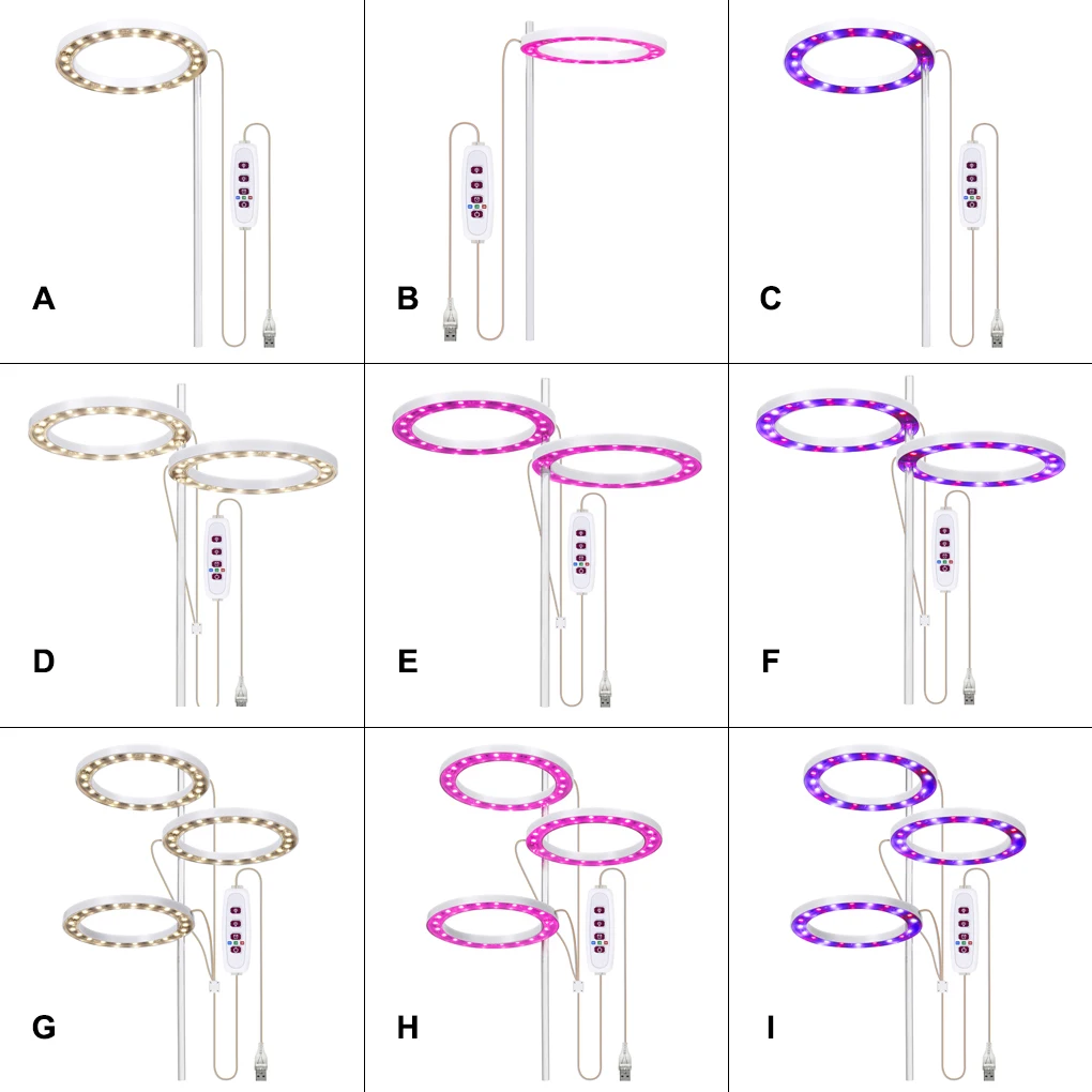 

Greenhouse USB Line Control LED Grow Light Indoor Balcony Plant Growing Lamp Lighting Accessories 3 Heads Sunlight