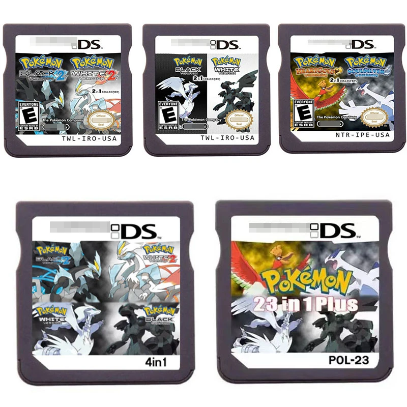 NEW Video Game Cartridge NDS Game Console Card for DS 2DS 3DS Pokemon Gold Silver Black White 2 in 1 Children's Birthday Gifts