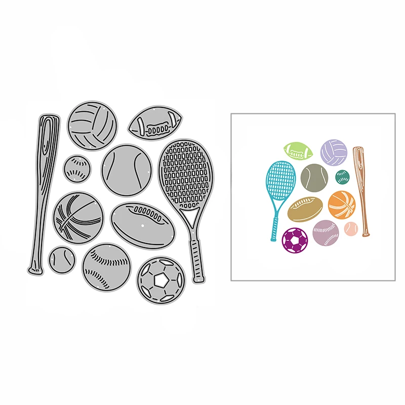 

New 2022 A Set Of Sports Equipment Metal Cutting Dies For DIY Scrapbooking and Card Making Embossing Craft Decorative No Stamps
