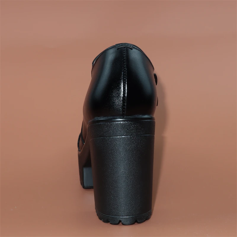 Plus Size 32-43 Deep Mouth Block Heel Platform Pumps Women Shoes 2023 Fall High Heels Shoes Ladies Office Shoe Black