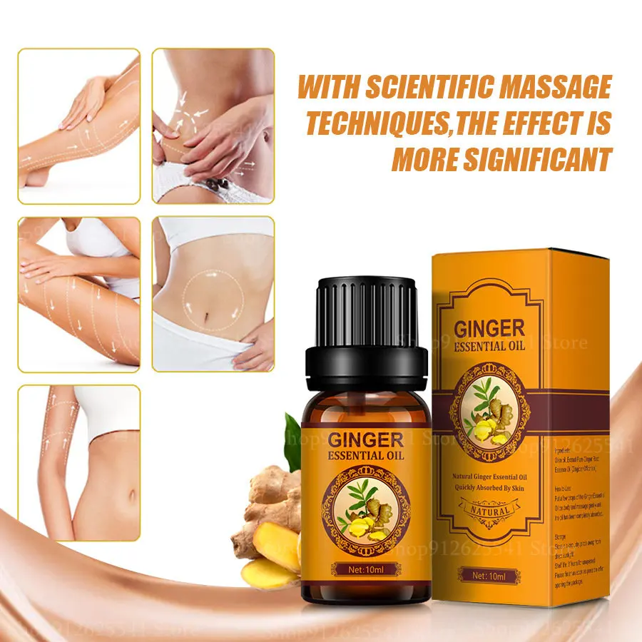 

2Pcs Natural Belly Drainage Ginger Essential Oil Therapy Lymphatic Drainage SPA Body Massage Essential Oils Relaxing Pain Relief