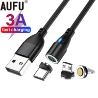 aufu 3a magnetic usb charging cable usb type c phone cable magnet phone charger micro usb for iphone 12 13 pro max for xiaomi