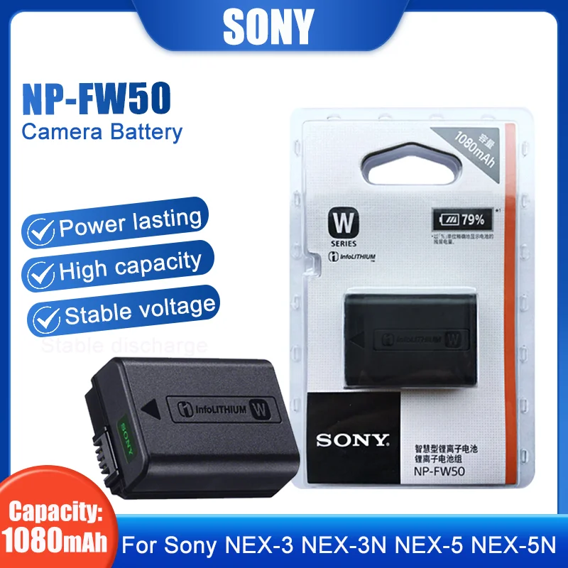 Литиевая аккумуляторная батарея Sony NP-FW50 NPFW50 для фотоаппарата NEX-5T F3 5R SLT-A33 A35 A37 Alpha