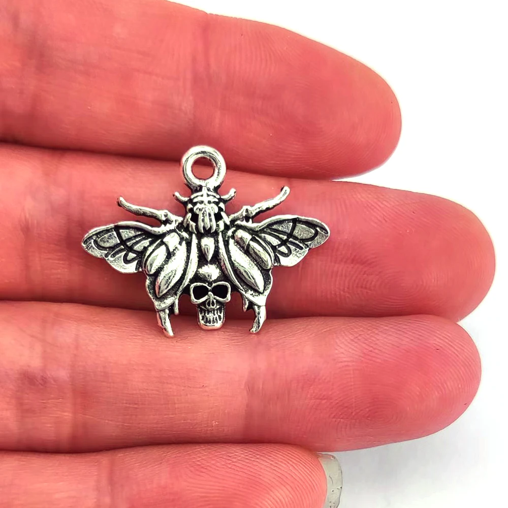 

5pcs new accessories Animal moth skull head charm moth pendant for DIY women man