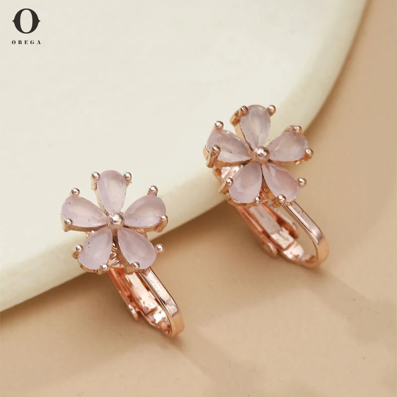 

Obega Exquisite Flower Zircon Stud Earrings For Women Geometric Rhinestone Earring Girl Party Birthday Christmas Jewelry Gifts