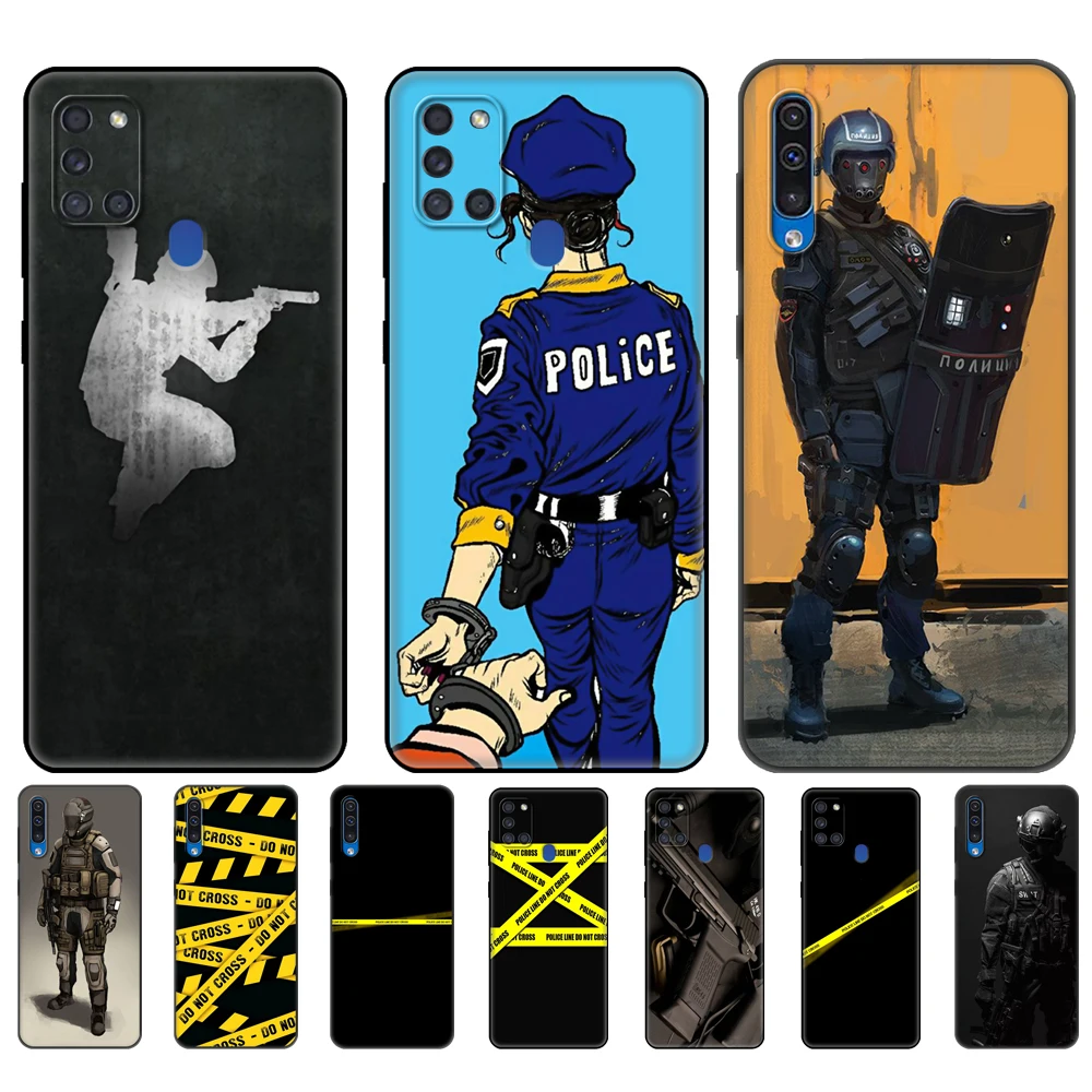 Черный чехол из ТПУ для Samsung Galaxy A50 50S A30S A10 A01 A11 A21S A31 A41 A51 A71 M21 M30S S10 LITE полицейский -
