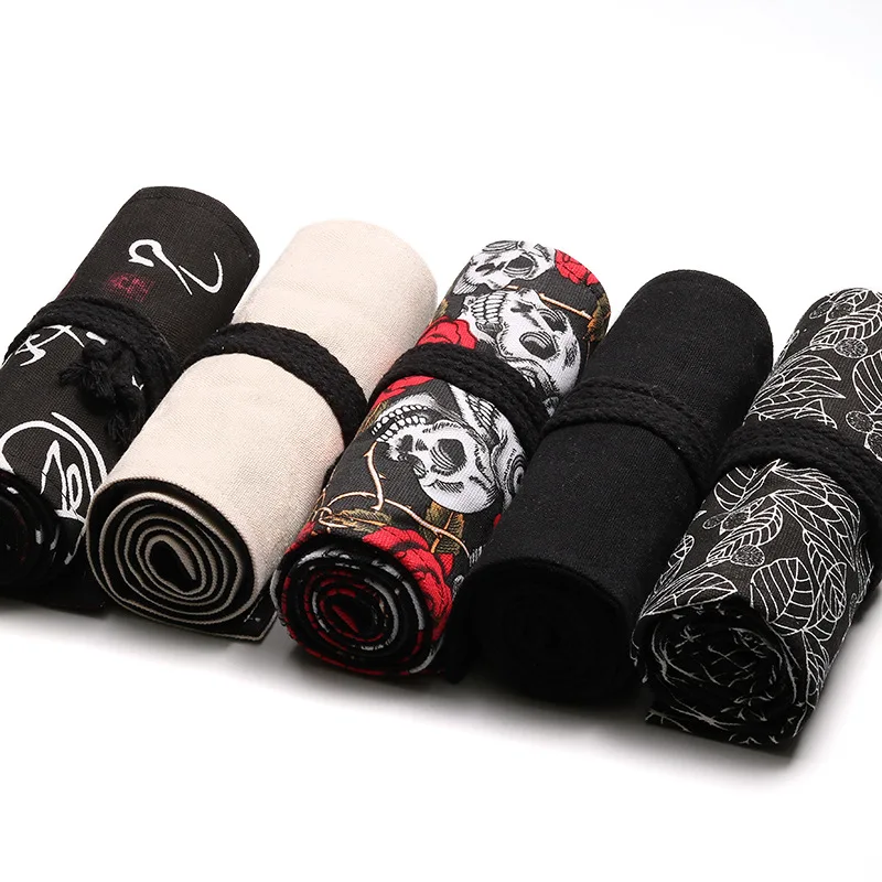 1 шт. 12 отверстий рулон цветной чехол для карандашей Kawaii школьная Холщовая Сумка