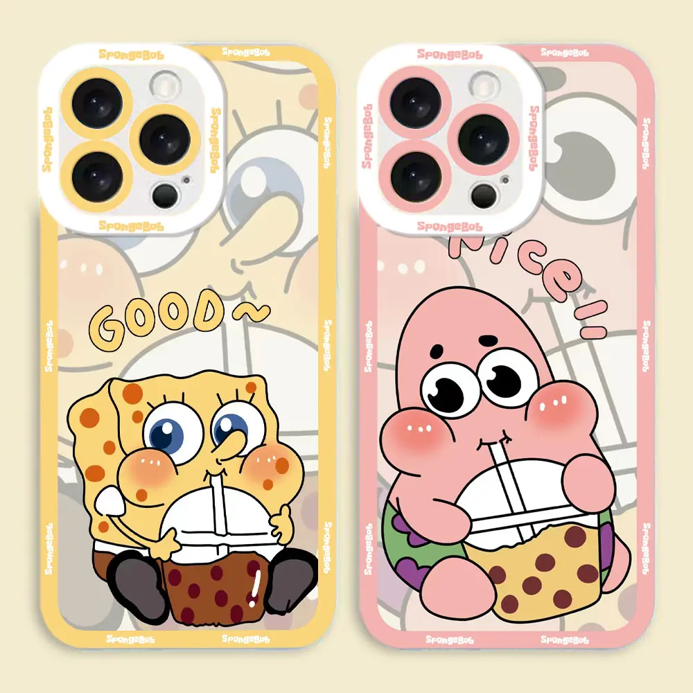Фото Прозрачный чехол P-Patrick Star S-SpongeBob для телефонов Redmi K40 K60 15C 14C 13C 13 12 12C 10 10C 9 9A 8 7 A1 A2 A3 A5 A7 №1