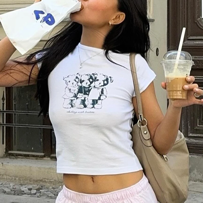 Футболка женская готическая с графическим принтом коротким рукавом и