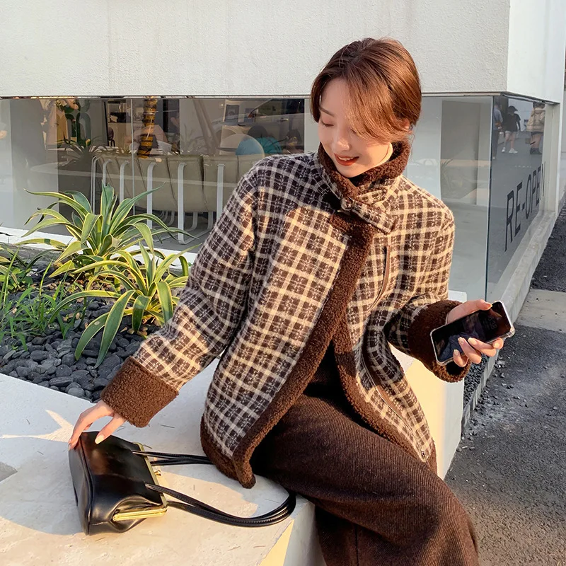 Thickened warm imitation lamb wool short coat thickened cotton coat in winter