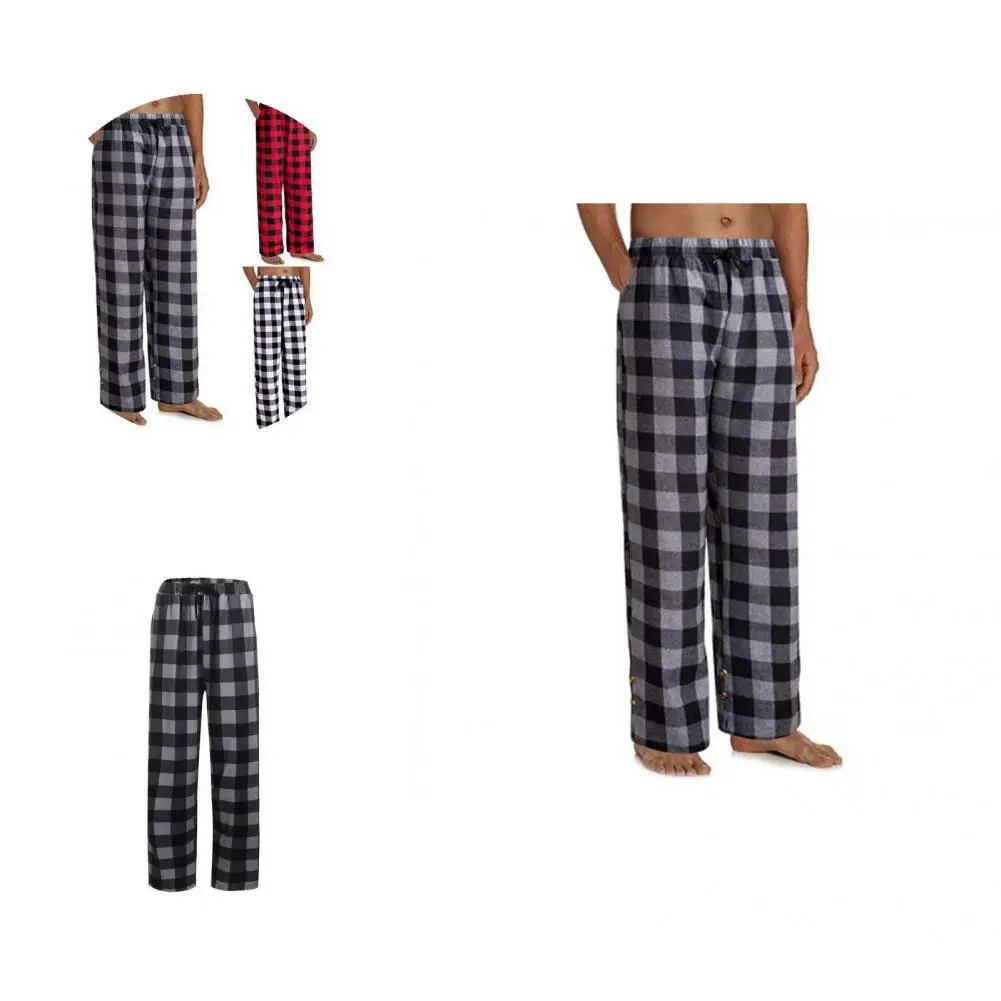 

Lightweight Terrific Stretchable Waist Pajama Pants Plaid Spring Trousers Deep Crotch for Adult