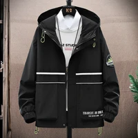 mens hooded windbreaker jackets youth spring autumn 2022 casual thin slim coats streetwear hip hop tops big size m 4xl clothing