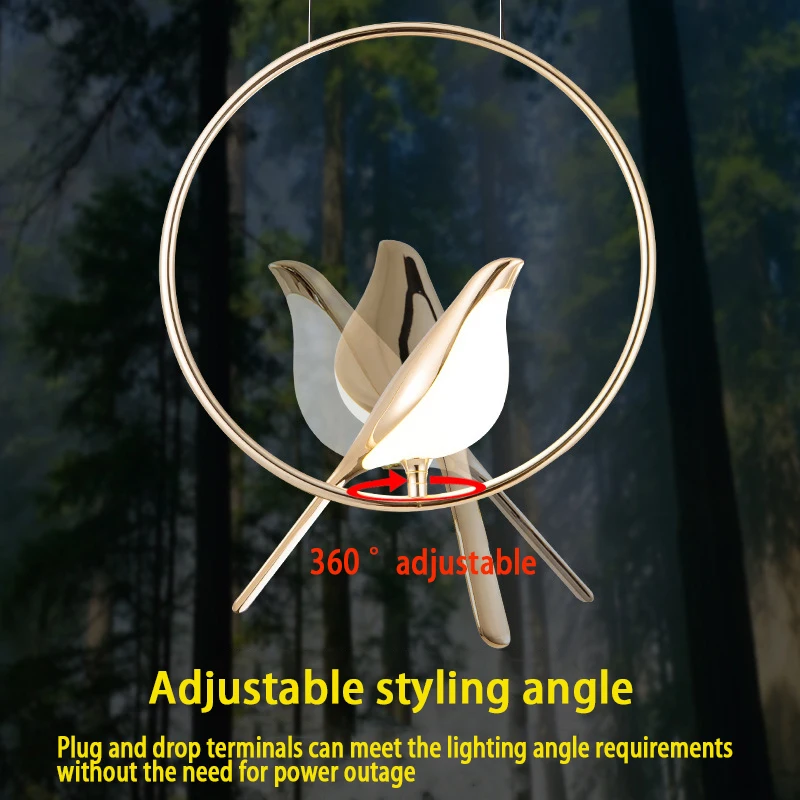 Новая светодиодная люстра Подвесная лампа в виде птицы прикроватная Потолочная