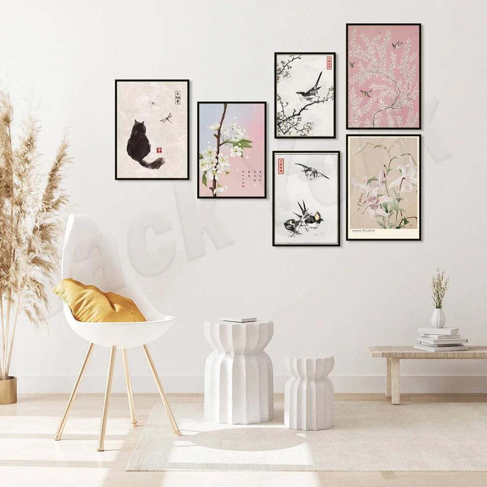 Japanese Art Crane Swan Butterfly Swab Bird Cat Floral Poster Wall Decor Matisse Vintage Poste