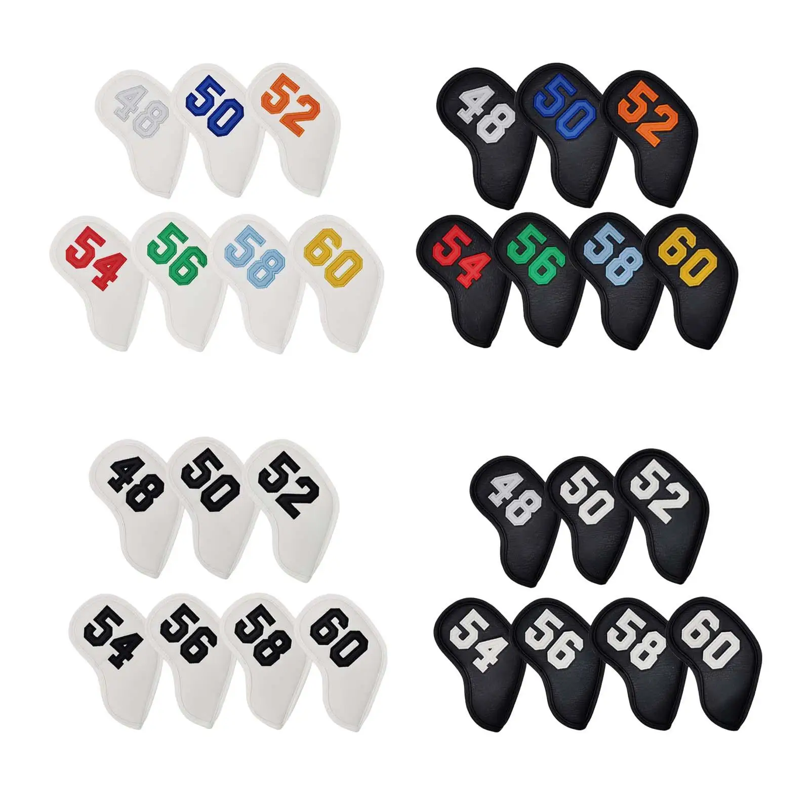 

7x PU Leather Golf Club Headcovers Embroidery Design Identification Number Head