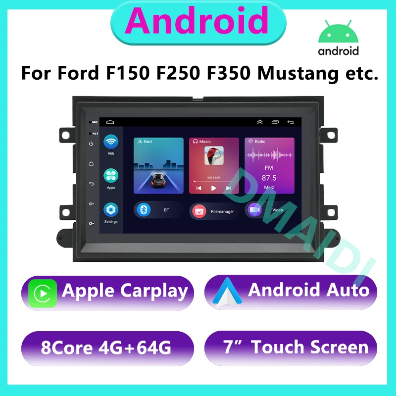 

Car Multimedia Player 7" Android 12 GPS Navigation Radio For Ford F150 F250 F350 Fusion Mustang Explorer Edge Focus CarPlay