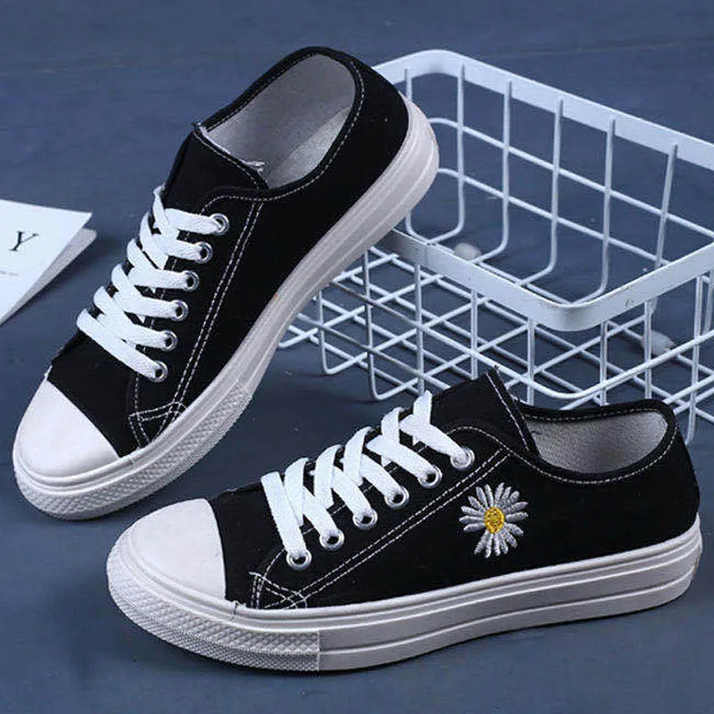 

Туфли женские холщовые с низким верхом и вышивкой, лоферы, Повседневная Классическая обувь из вулканизированной резины, лето 2023