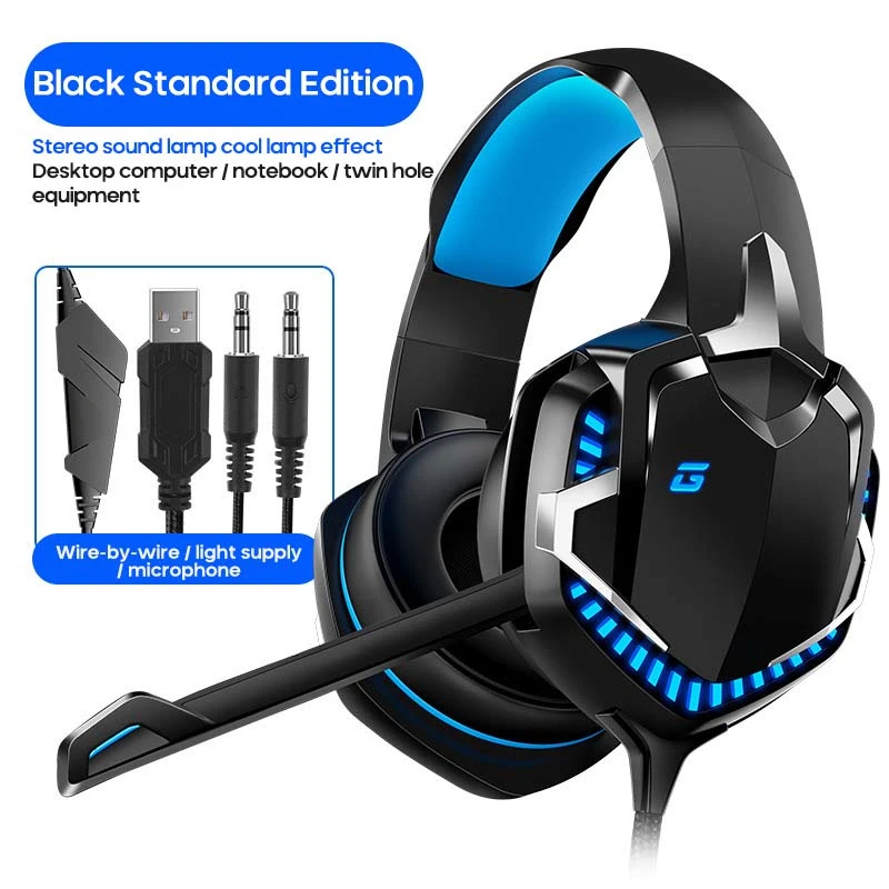 

Wired Game Head- Mounted Earphones Gaming Headphones Deep bass Stereo with Microphone for PS4 Laptop Headsets