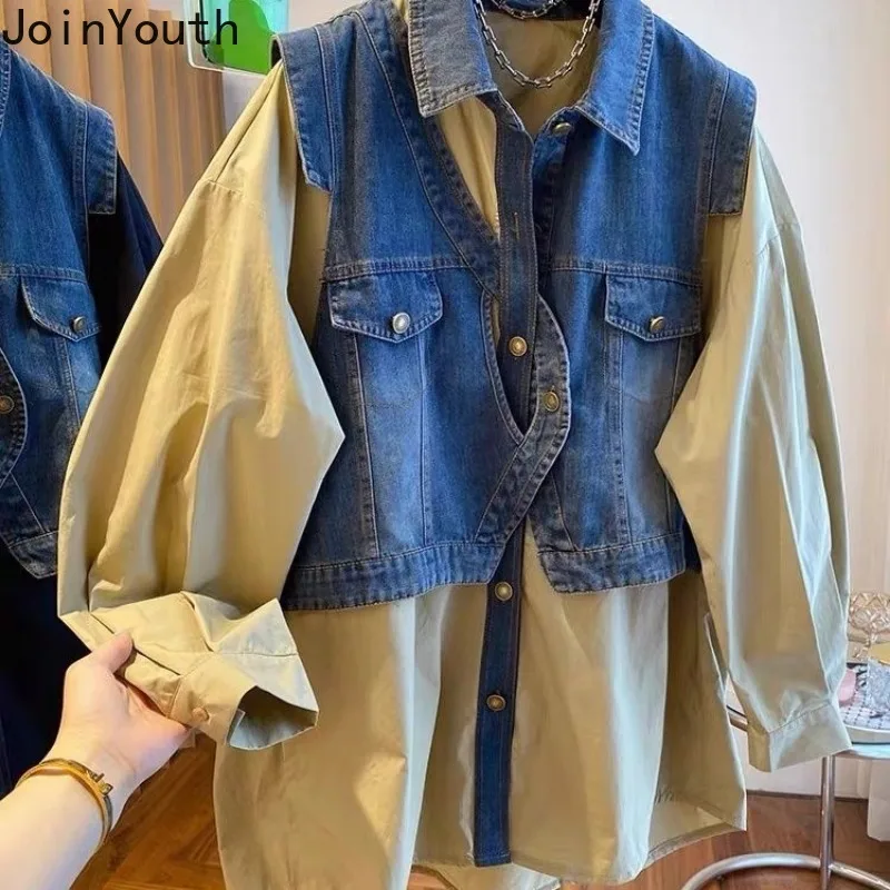 Уличная одежда блузки большого размера женские топы в стиле Харадзюку 2024 из