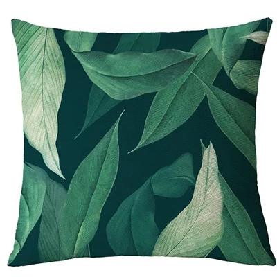 

Лен/хлопок чехол для декоративной подушки с зелеными растениями