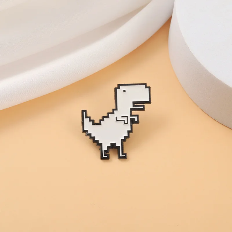 

Tyrannosaurus Rex Enamel Pins Custom Cute White Dinosaur Brooches Bag Clothes Lapel Pin Simple Jewelry Gift for Kid Friend