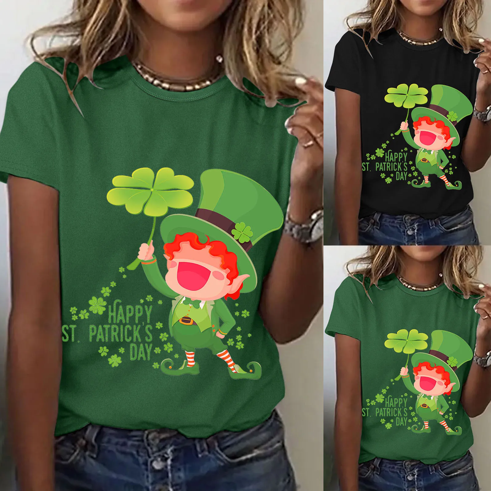 

Women's Striped Shirts Women's St. Patrick's Day Top Shirt Casual Women's Striped Shirts Womens Tops Short Sleeve Loose Fit