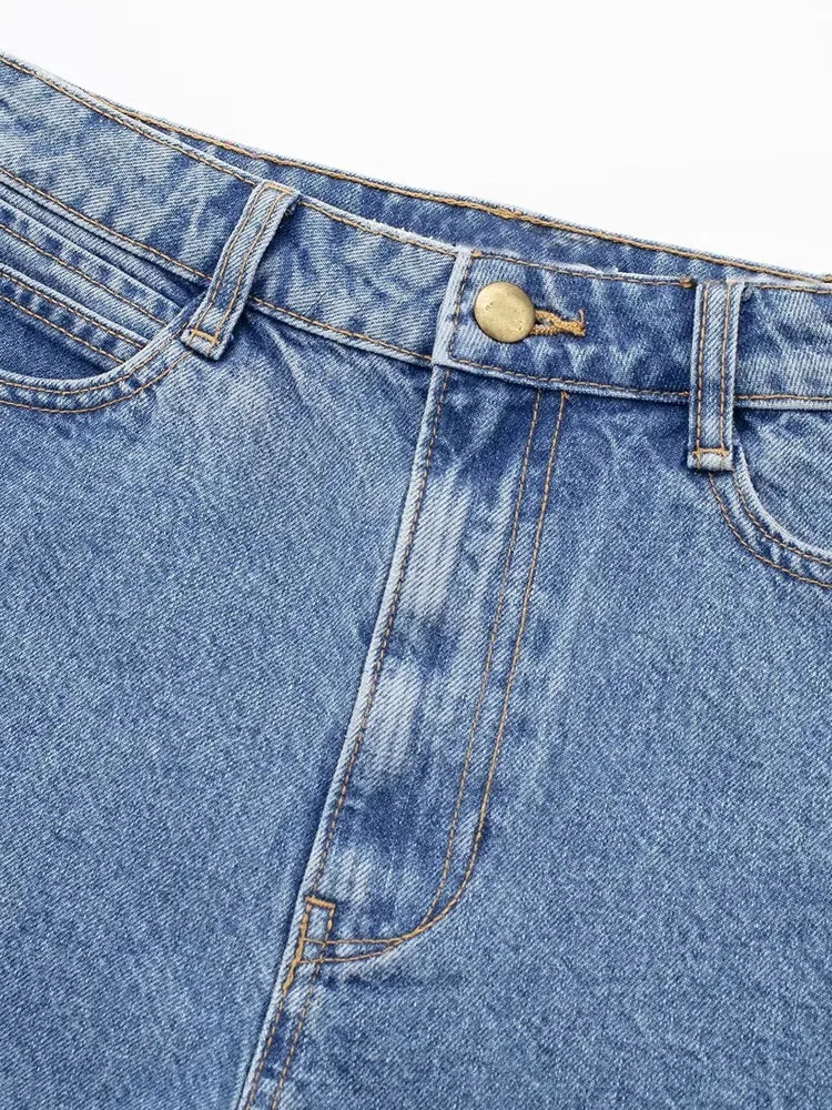 PAILETE Women 2023 fashion with pockets denim shorts vintage high waist zipper fly female short pants mujer