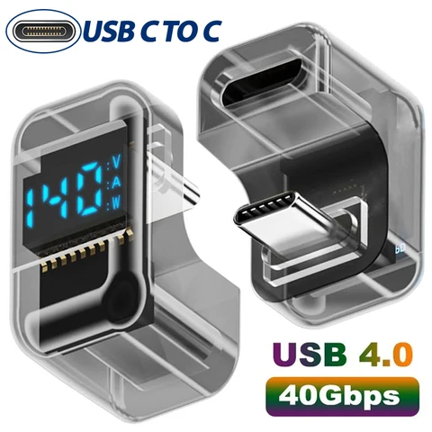 140 Вт, 40 Гбит/с, быстрая зарядка, U-образные угловые адаптеры USB C к типа C, конвертеры цифрового дисплея «папа-мама», 180 °   Угловой соединитель