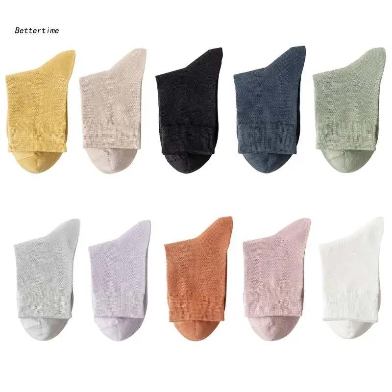 

B36D Solid Color Womens Sock Spring Autumn Casual Basic Stocking Breathable Socking