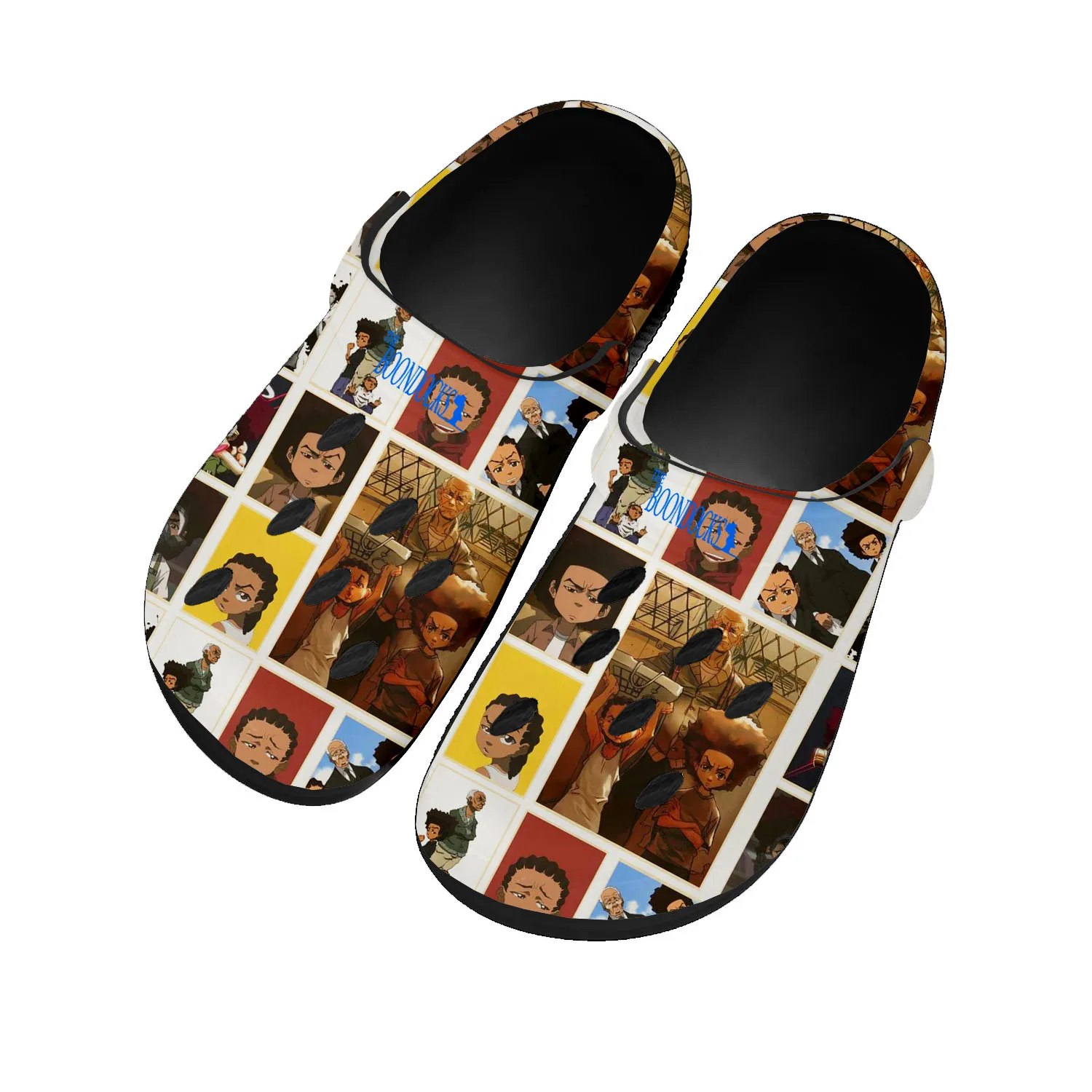 

Boondocks Huey Riley Freeman Home Clogs Mens Womens Teenager Custom Made Water Shoes Comics Garden Beach Hole Slippers Sandals
