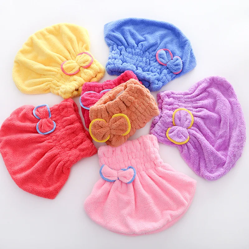 

Microfibre Quick Hair Drying Bath Towel Spa Bowknot Wrap Towel Cap Bathroom Accessories Bonnets For Women Designer Shower Cap