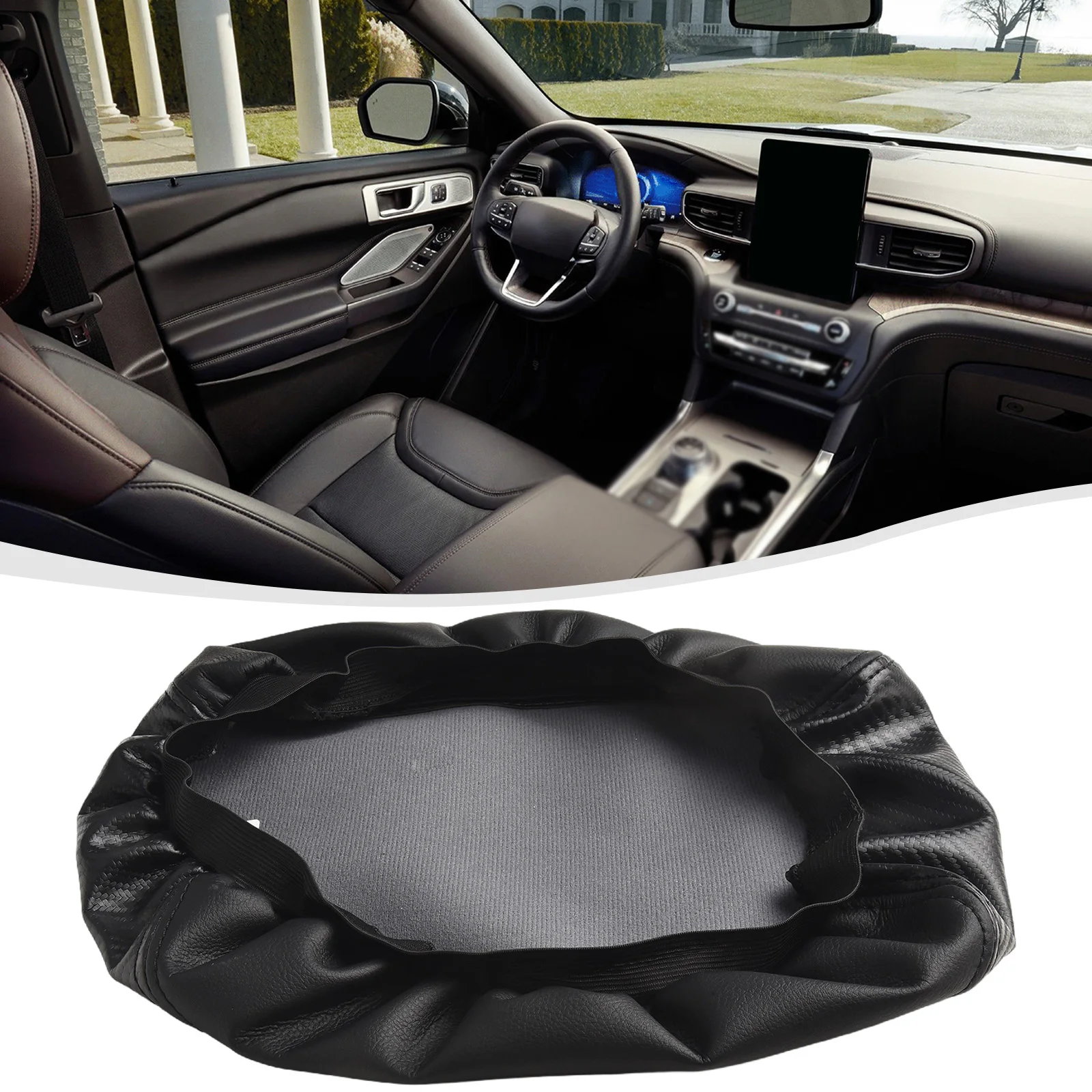 Карбоновый чехол на подлокотник из искусственной кожи черный для Ford Explorer 2011-19