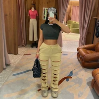 womens 2022 spring and summer new street ins net red with the same high waist sweatpants cut sports casual straight pants