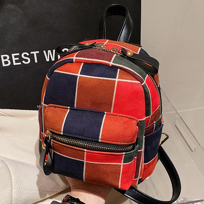 

Backpacks Women Lattice Zipper School Bag 2022 Preppy College Style Fashion Canvas Simple Small Shoulder Bag Vintage Korean