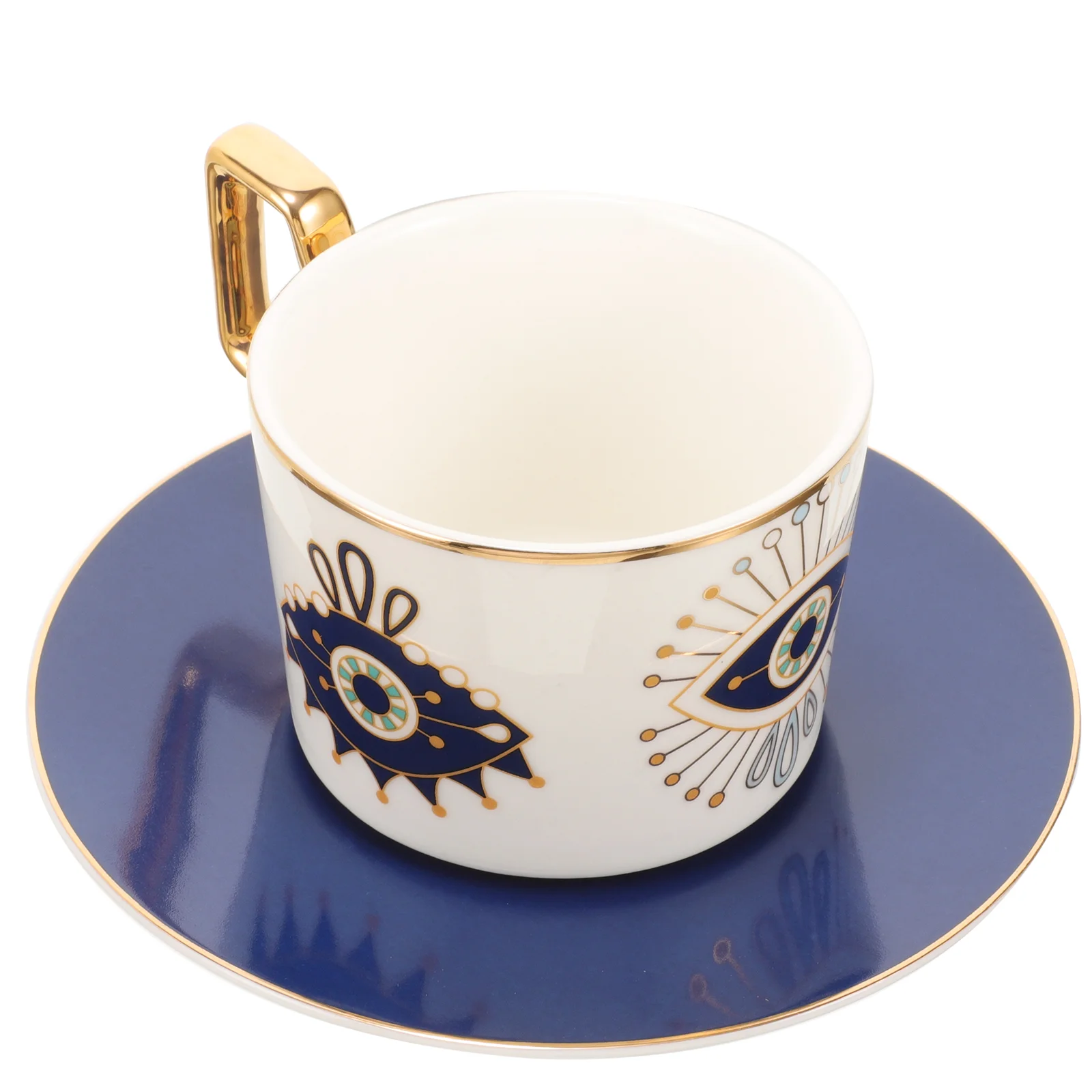 

1 Set of Ceramic Coffee Mug Evil Eye Coffee Cup with Handle Ceramic Tea Cup with Saucer