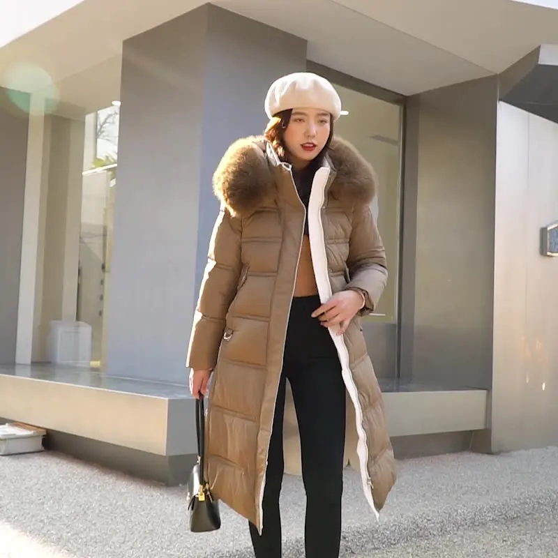 Winter Coat For Women Down Cotton Jacket Padded And Thickened Long Warmth Clothes Casual Clothing Hooded With Fur Collar