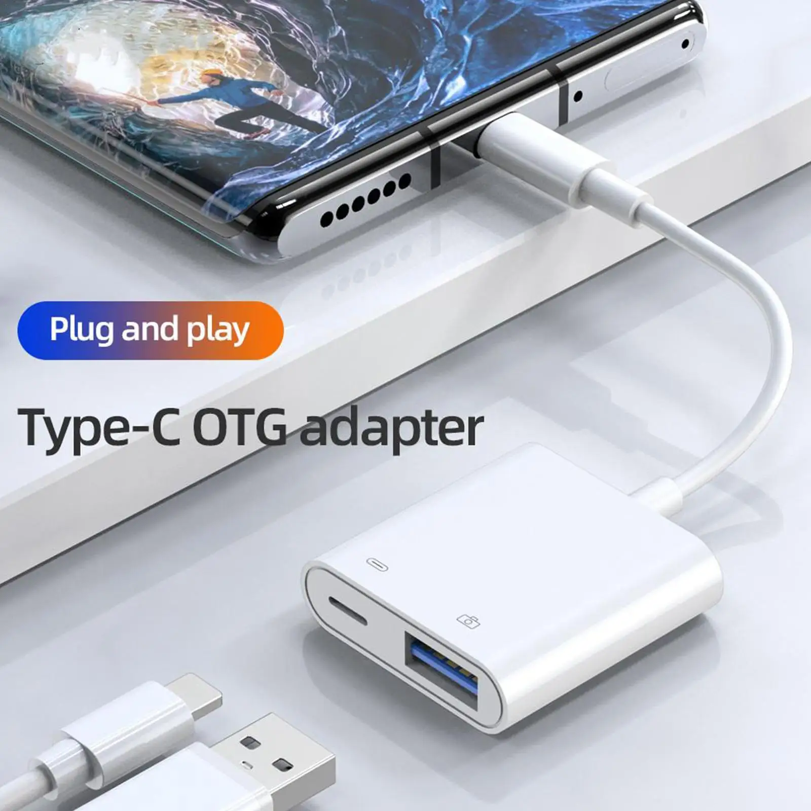 

Type-C OTG Adapter Power Supply U Disk Converter To USB Female Data Conversion Cable For Android Phone Android Type-C G0S8